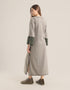 Reversible long aline dress with V neckline and embroidery on sleeves